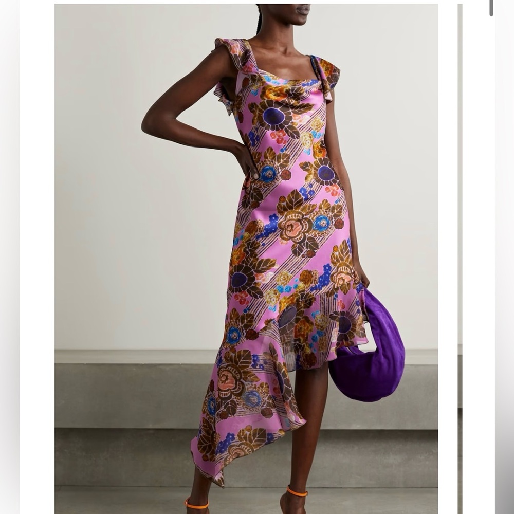 Rodarte Pink Floral Silk Dress